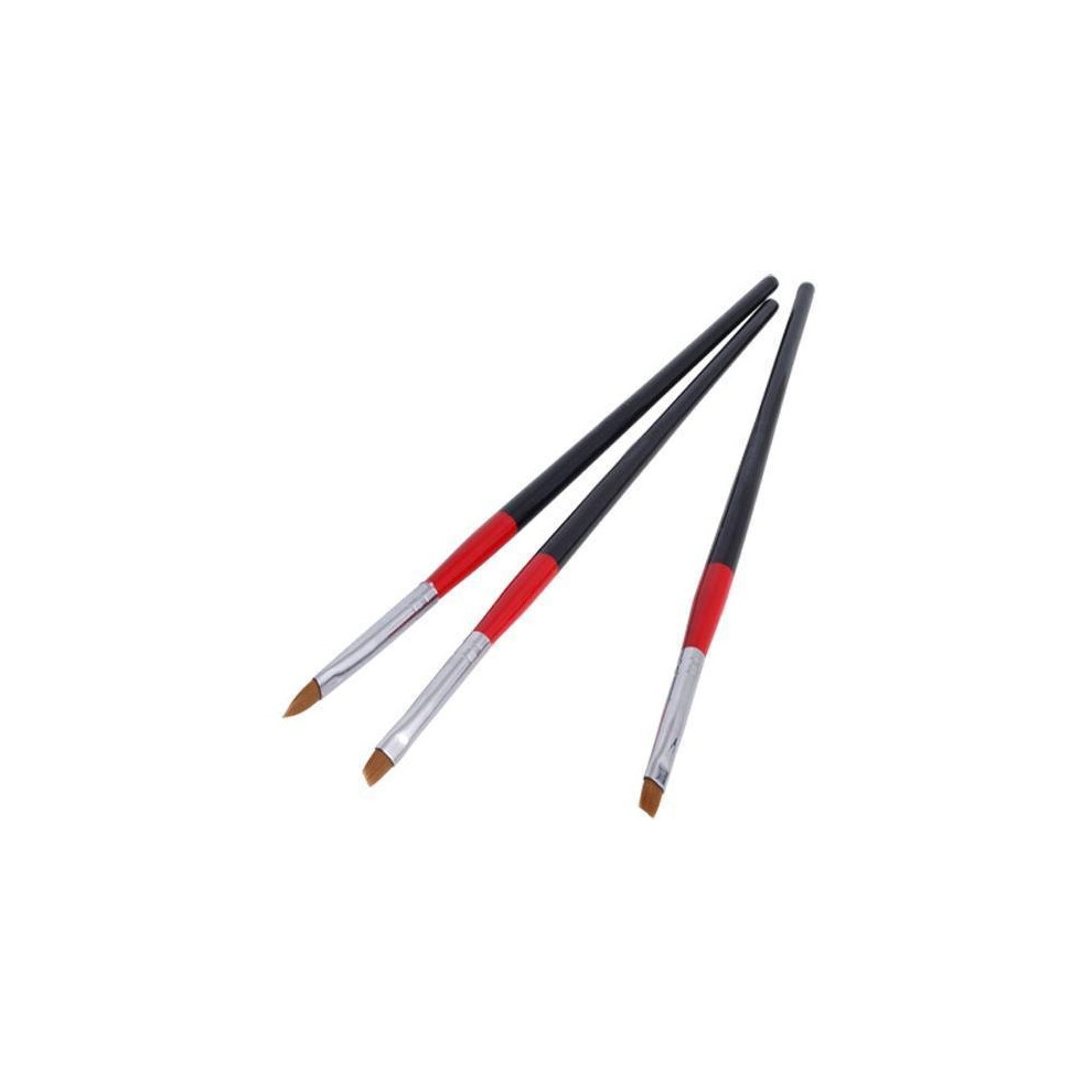 3 Piece Acrylic Nail Brush Set for UV Gel Builder, Ergonomic Grip, Smooth Precision Sculpting