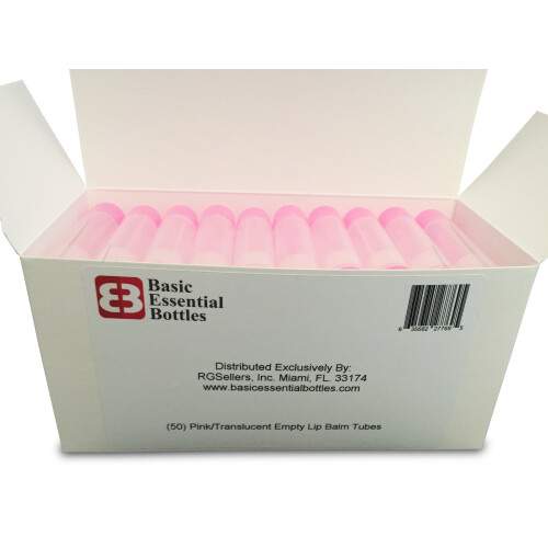 Empty Lip Balm Tubes Bulk 50 Pack Pink 5.5ml Refillable DIY Lip Balm Container Uniform Design 2