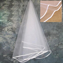 Cathedral Length Wedding Veil White Two Layer Tulle Bridal Veil with Comb Satin Ribbon Edge