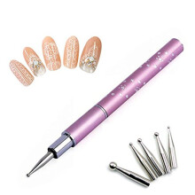 5pcs UV Gel Acrylic Nail Art Brush Set 13cm Pink Professional Nail Tool for Salon and Home