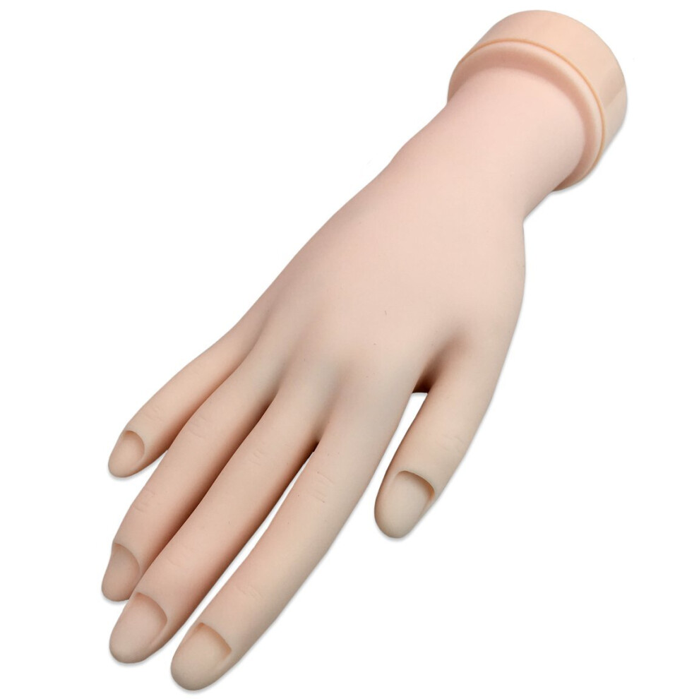 Flexible Practice Hand for Acrylic Nails with Realistic Fingers and Reusable Nail Insert System
