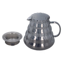 Glass Coffee Server Electroplated Grey Striped 700ml Carafe Coffee Pot 8.4x14cm