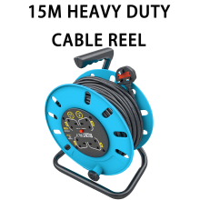 Portable 15M Blue Extension Lead Reel, Cable Reel, Overheat Protection