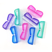 8pcs Colorful Translucent Nail Cleaning Brush Set with Poly Bristles for Effective Dust Removal