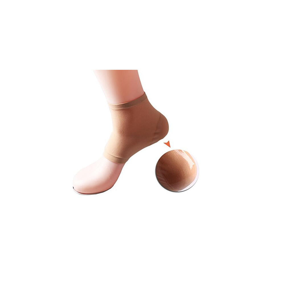 Moisturizing Heel Socks with Gel for Cracked Dry Skin Recovery, Breathable Toeless Overnight Care