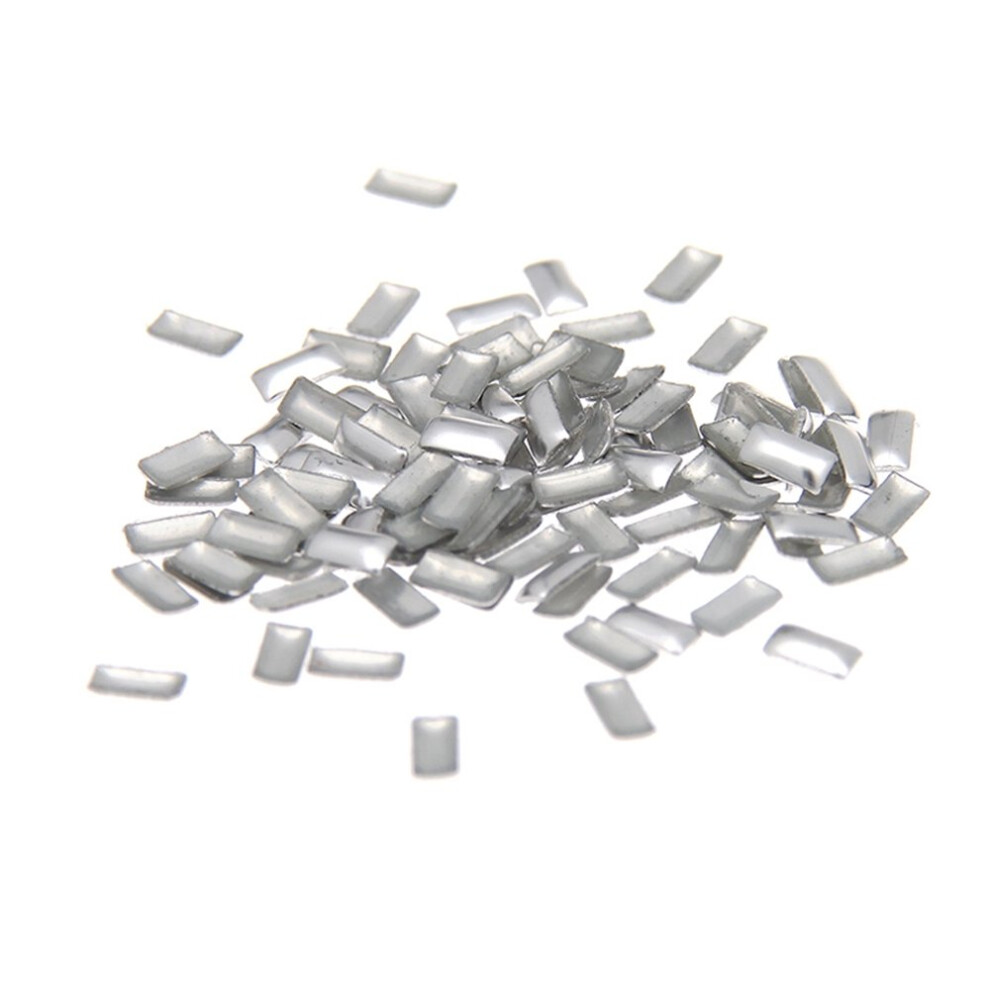 Silver Rectangle Metal Nail Art Studs 2x4mm Hotfix Rhinestones for 3D DIY Nails Crafts 10000pcs