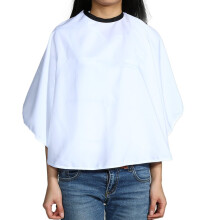 White Waterproof Hair Cutting Cape with Adjustable Collar, Lightweight Salon Apron for Adults and Kids
