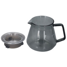 Durable Grey Electroplated Coffee Pot 300ml with Borosilicate Glass Hand Brewer