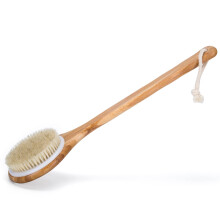 Best Bath Dry Body Brush Natural Boar Bristles Shower Back Scrubber With Long Handle for Cellulite, Exfoliation, Detox