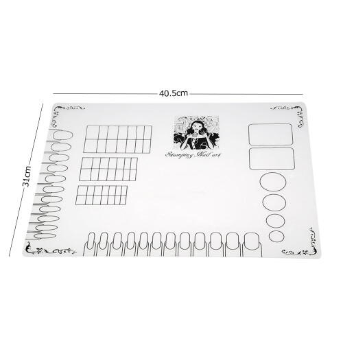 Foldable Nail Art Silicone Mat with Clear Template Layout, Reusable Waterproof Practice Pad 1