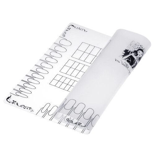 Foldable Nail Art Silicone Mat with Clear Template Layout, Reusable Waterproof Practice Pad 2