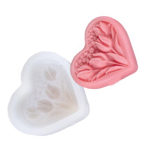 Silicones Valentines Tulips Candle Molds Heart Bouquet-GJ 053