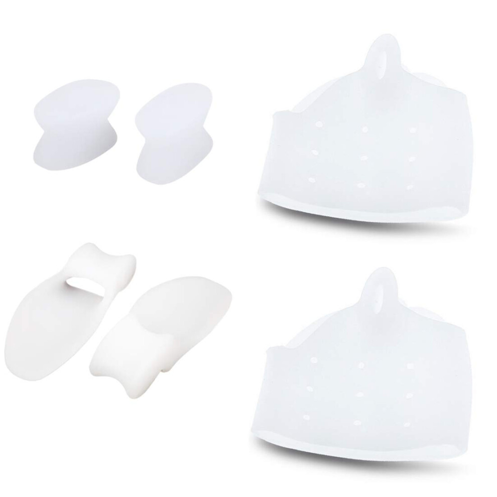 White 6Pcs Silicone Toe Separators And Bunion Corrector For Big Toe Pain Relief And Foot Alignment