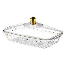 Stylish Clear Gold Accent Kitchen Tray For Fruits And Party-1 L