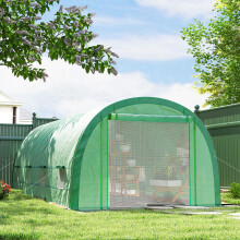 Outsunny Walk-in Tunnel Greenhouse, Upgraded Structure, Mesh Door & Windows