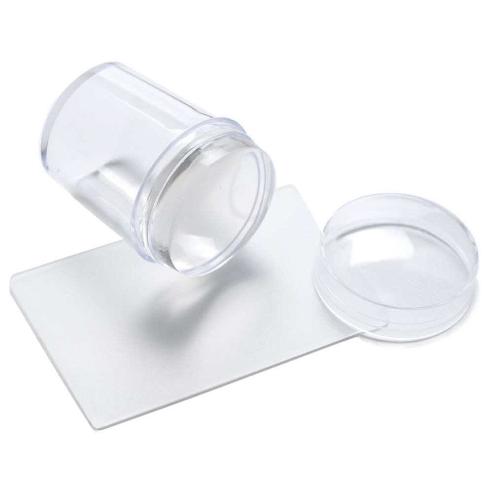 Clear Jelly Silicone Nail Stamper 3.8cm with Lid and Scraper for DIY Nail Art and Salon Use