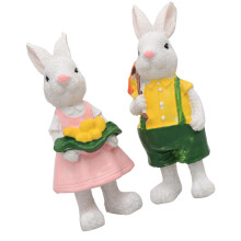 1Pair Resin Hare Sculpture Easter Decoration for Garden Yard