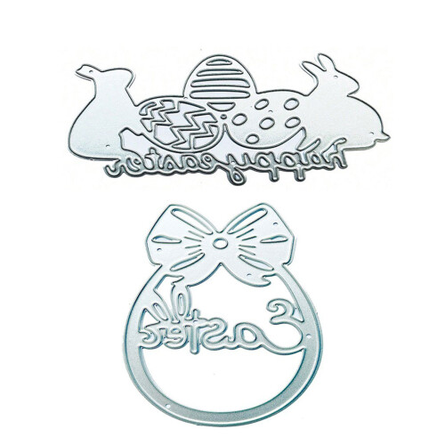 2Pcs Hare Eggs Die Cut Stencils Carbon Steel Cutting Dies for