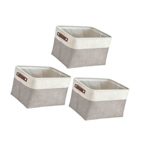 Pack Of 3 Foldable Storage Baskets Space Saving Designs-white