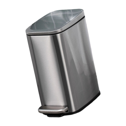 Slip Resistant Rectangular Trash Bin 6L Odor-sanded silver