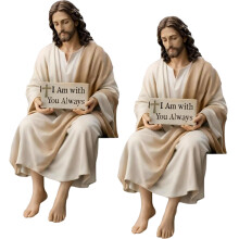 Statue du Christ en résine peinte à la main avec-Un 2 pièces
