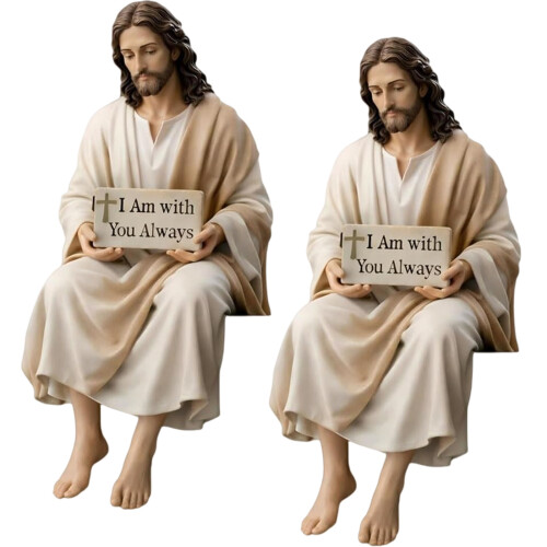 Statue du Christ en résine peinte à la main avec-Un 2 pièces