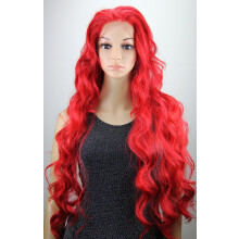 Fire Red Long Wavy Lace Front Wig Heat Resistant Synthetic Hair Comfortable AllDay Wear
