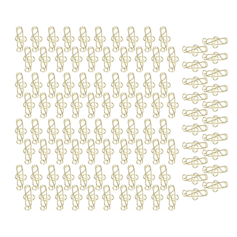 Gold 100Pcs Note-Shaped Metal Paper Clips, Corrosion Resistant For Office
