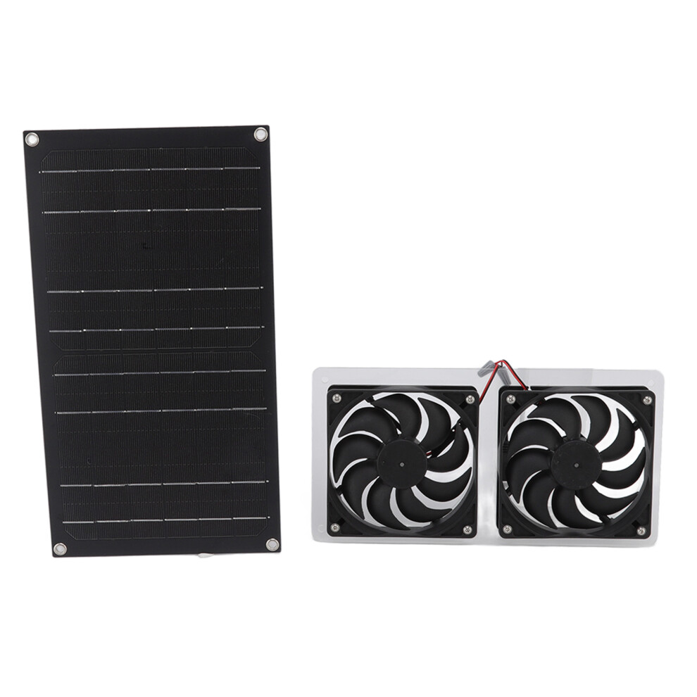 100W Dual Solar Fans Kit Waterproof 12V For Greenhouse, Rv & Pet House 8441390278723