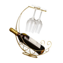 Eye Catching Iron Pirate Boat Wine Bottle Display Stand-Gold