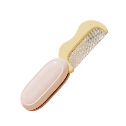 Brosse ergonomique pliante pour chats, avec pointe-Rose