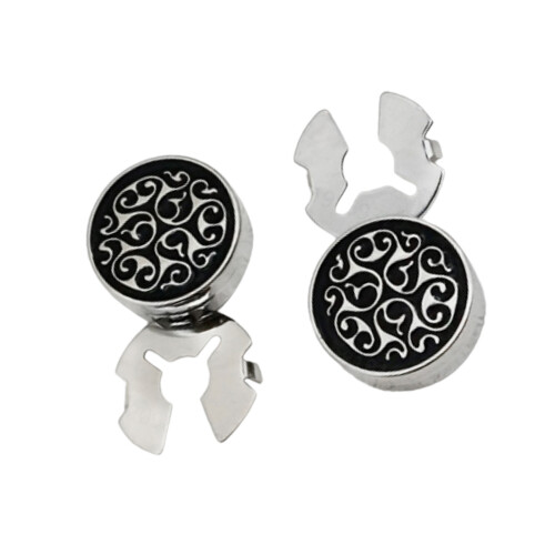 Multipurpose Copper Cufflinks Features Florals-silver black