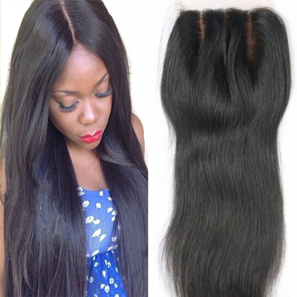 16 Inch Brazilian Virgin Silk Base Hair Closure 4x4 Straight Bleached Knots Natural Scalp Look