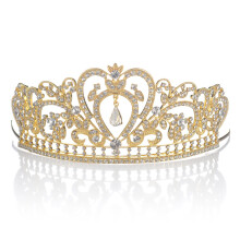 Gold Rhinestone Bridal Tiara Headband with Crystal Wedding Crown for Bride, Elegant Gold Plated Finish