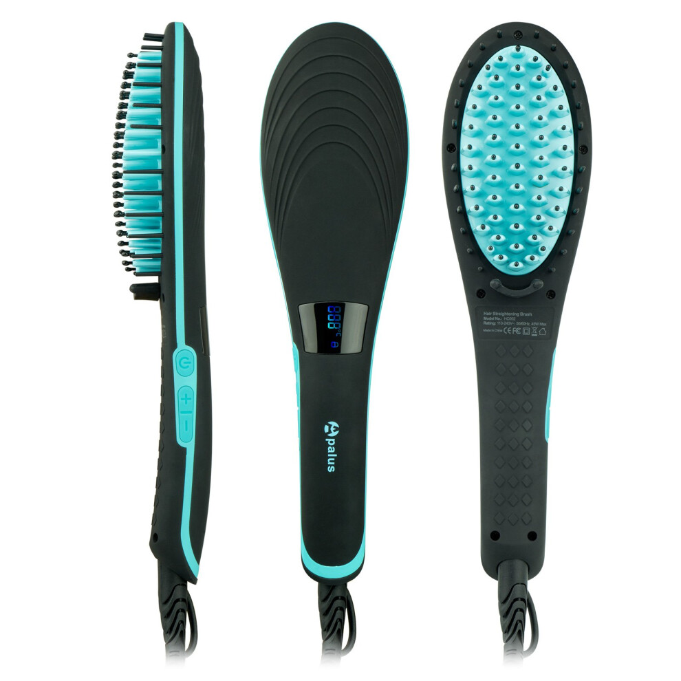 Hair Straightening Brush with Ionic Technology, AntiScald Bristles, Fast OnePass Styling