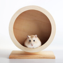 15cm Wooden Hamster Wheel & Cork Pad Small Pet Animal Exercise Toy