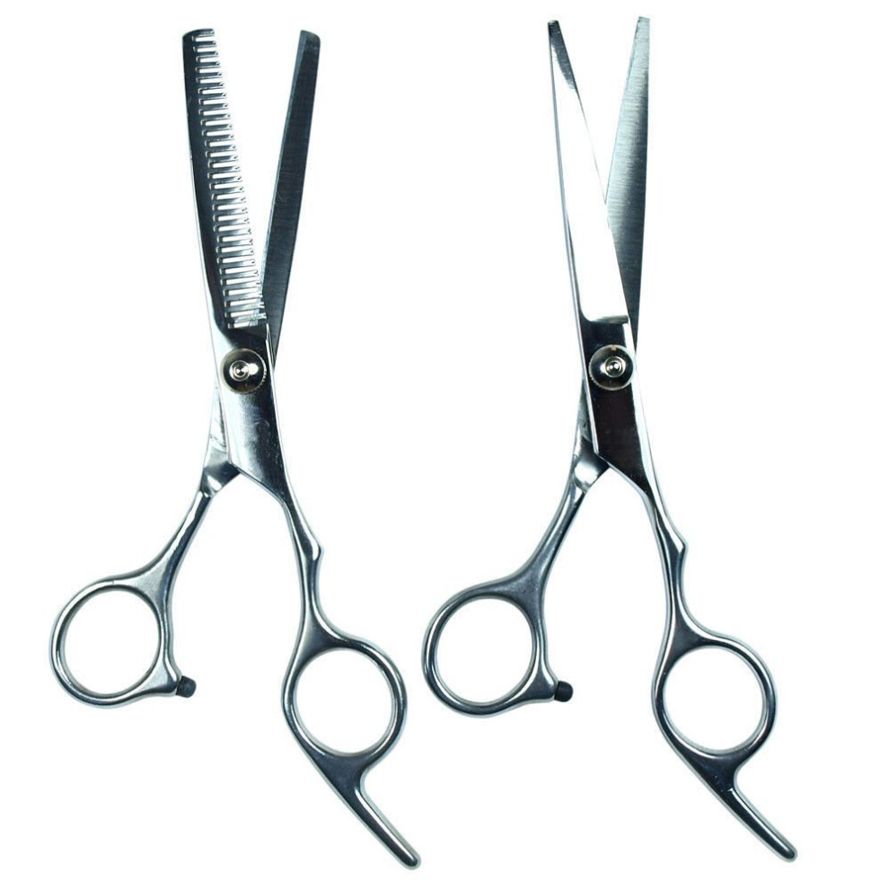 Professional 6.75 Inch Hair Cutting Scissors and Thinning Shears Set with Ergonomic Finger Rest