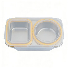 Stainless Steel Lunch Box With Double Compartments and-Yellow