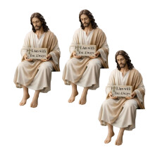 Religious Resin Christ Statue Hand Painted With-B 3pcs