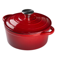 Garden Sanctuary 6L Red Dutch Oven Pot - Enameled Cast Iron, Heat Resistant Up To 260°C