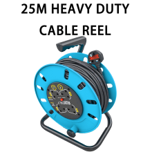 Blue Portable Cable Reel 25M, Heavy Duty Extension Cord Reel UK Plug