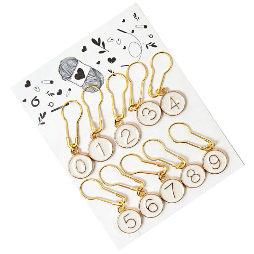 Compteurs de tricot en fer robuste, 10 pièces, essentiels-Blanc