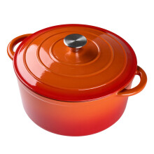 Garden Sanctuary 6L Orange Dutch Oven Pot - Enameled Cast Iron, Heat Resistant Up To 260°C