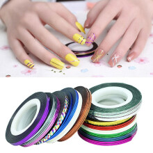 30Pcs Metallic Nail Striping Tape Set Gold and Silver Rolls 0.6mm Adhesive Nail Art Decoration