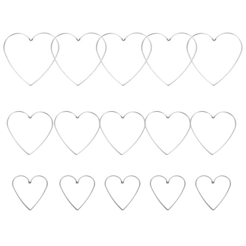 15Pcs Metal Heart Wire Hoops Silver for Wreaths Macrame Projects