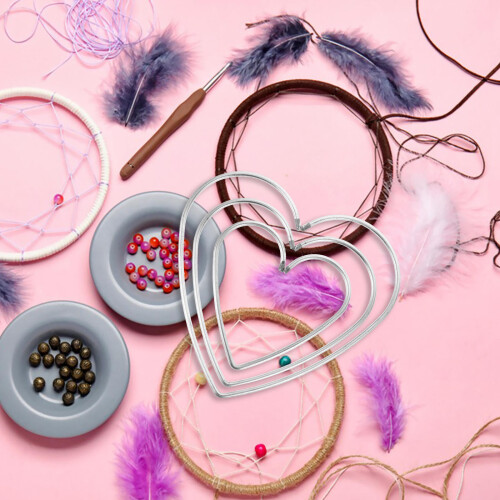 15Pcs Metal Heart Wire Hoops Silver for Wreaths Macrame Projects 2