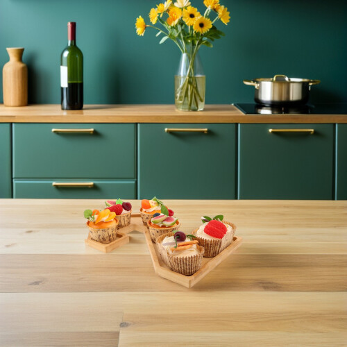 1Set Holz Dessertplatte 2027 Serviertablett Für 2