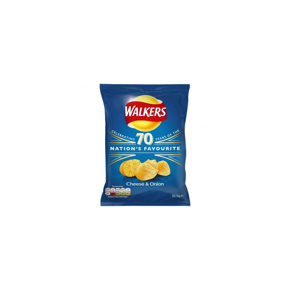 Walkers Crisps Cheese & Onion 32.5G (Pack Of 32)