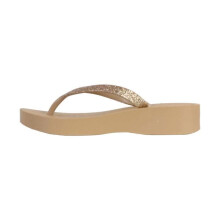 Tong Compensadas a Enfiar Ipanema Mesh Chic Plano - Bege/Glitter Bege