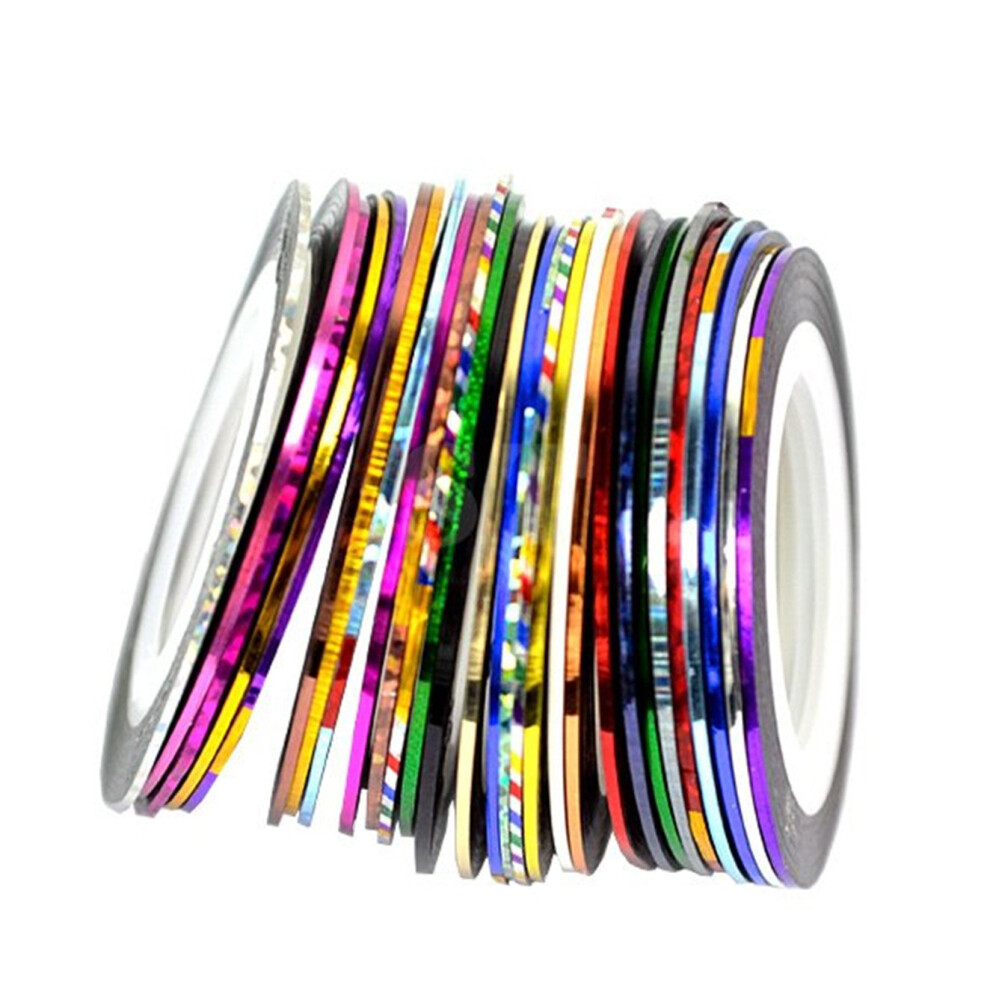 30pcs Mixed Color Nail Art Striping Tape Rolls for Precise French Tips and Nail Designs